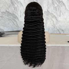 Deep Wave Natural Color 13x6 Transparent And HD Lace Full Frontal Wigs 24 inch-32 inch