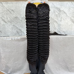 Deep Wave Natural Color 13x6 Transparent And HD Lace Full Frontal Wigs 24 inch-32 inch